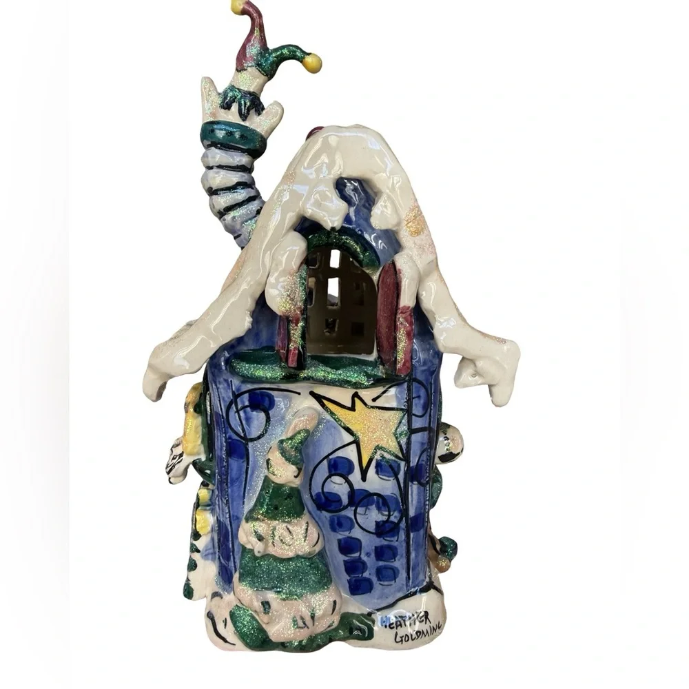 Blue Sky Corp Santa's Workshop Ceramic Candle Holder